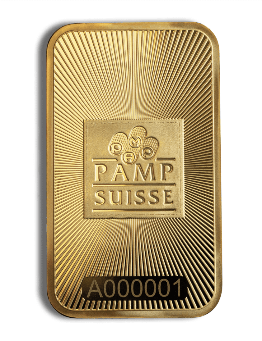 1 oz PAMP Suisse Gold Bar - .9999 Fine Gold with Assay Certification
